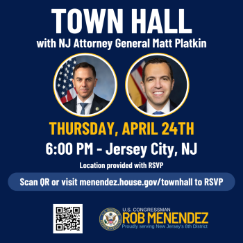 A flyer showing details of the upcoming town hall.
